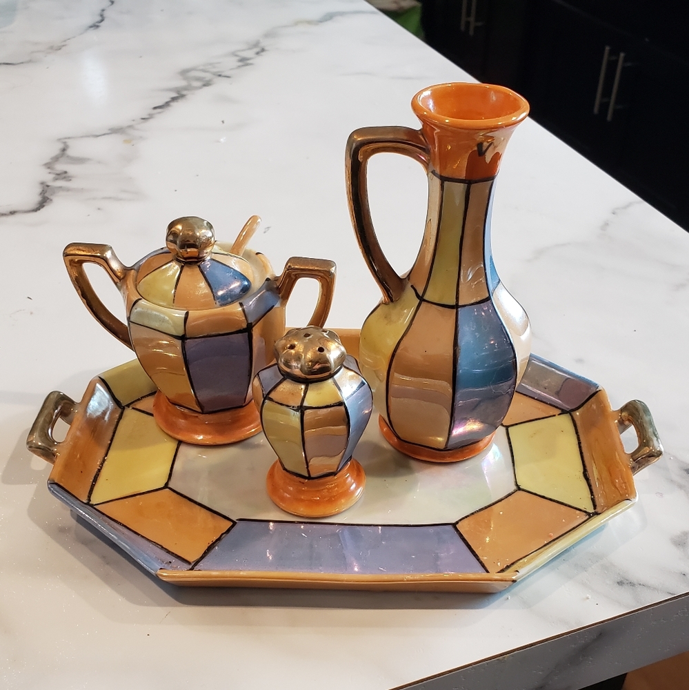 Antique oil and vinegar set